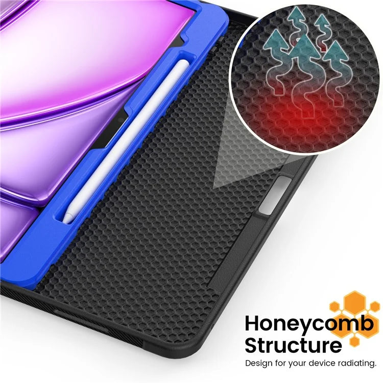Style B For iPad Air 13 (2024) Stand Case PC+TPU+PU Card Slots Tablet Cover Auto Wake / Sleep