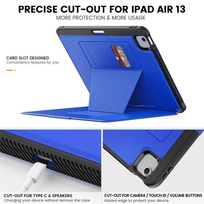 Style B For iPad Air 13 (2024) Stand Case PC+TPU+PU Card Slots Tablet Cover Auto Wake / Sleep