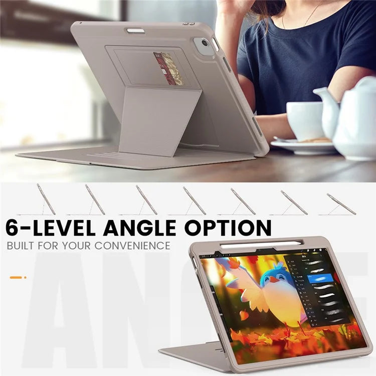 Style B For iPad Air 13 (2024) Stand Case PC+TPU+PU Card Slots Tablet Cover Auto Wake / Sleep
