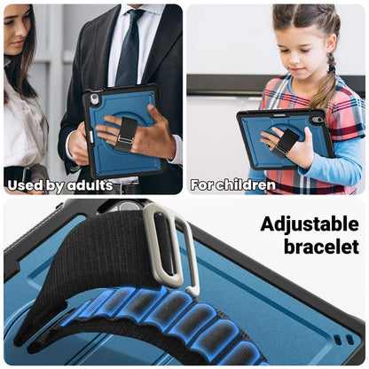 For iPad Air 11 (2024) Case Kickstand PC+TPU Tablet Cover with Shoulder Strap