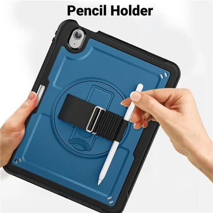 For iPad Air 11 (2024) Case Kickstand PC+TPU Tablet Cover with Shoulder Strap