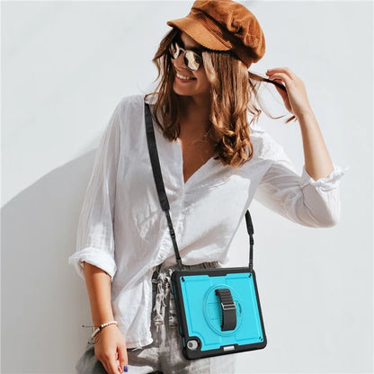 For iPad Air 11 (2024) Case Kickstand PC+TPU Tablet Cover with Shoulder Strap