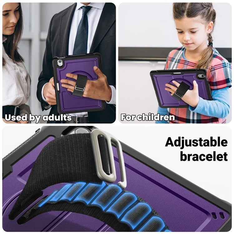 For iPad Air 11 (2024) Case Kickstand PC+TPU Tablet Cover with Shoulder Strap