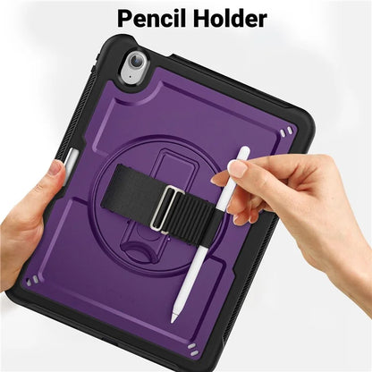 For iPad Air 11 (2024) Case Kickstand PC+TPU Tablet Cover with Shoulder Strap