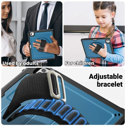 For iPad Pro 11 (2024) Case PC+TPU Kickstand Tablet Cover with Shoulder Strap