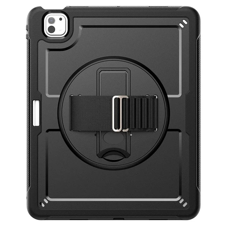 For iPad Pro 11 (2024) Case PC+TPU Kickstand Tablet Cover with Shoulder Strap