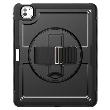 For iPad Pro 11 (2024) Case PC+TPU Kickstand Tablet Cover with Shoulder Strap