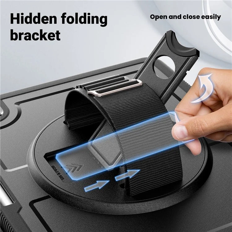 For iPad Pro 11 (2024) Case PC+TPU Kickstand Tablet Cover with Shoulder Strap