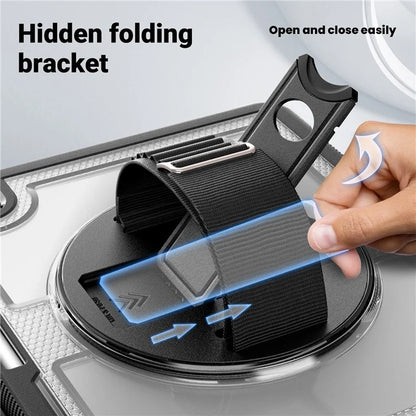 For iPad Pro 11 (2024) Case PC+TPU Kickstand Tablet Cover with Shoulder Strap