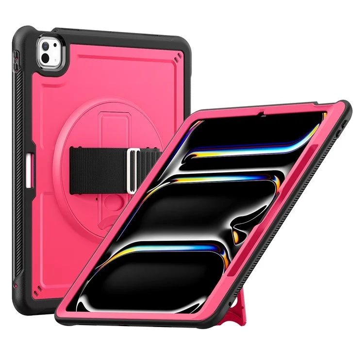 For iPad Pro 11 (2024) Case Heat Dissipation PC+TPU Tablet Cover Rotating Hand Strap Kickstand