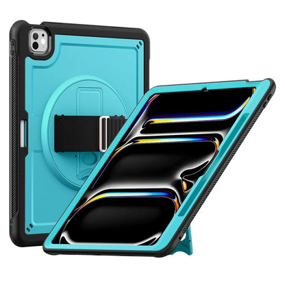 For iPad Pro 11 (2024) Case Heat Dissipation PC+TPU Tablet Cover Rotating Hand Strap Kickstand
