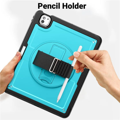 For iPad Pro 11 (2024) Case Heat Dissipation PC+TPU Tablet Cover Rotating Hand Strap Kickstand