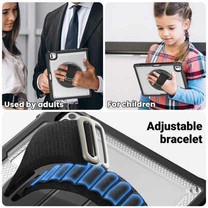For iPad Pro 11 (2024) Case Heat Dissipation PC+TPU Tablet Cover Rotating Hand Strap Kickstand