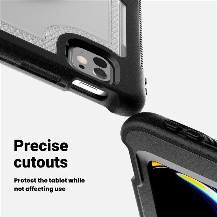 For iPad Pro 11 (2024) Case Heat Dissipation PC+TPU Tablet Cover Rotating Hand Strap Kickstand
