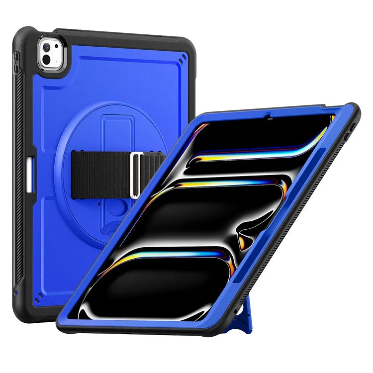 For iPad Pro 13 (2024) Case with Shoulder Strap PC+TPU Kickstand Tablet Cover