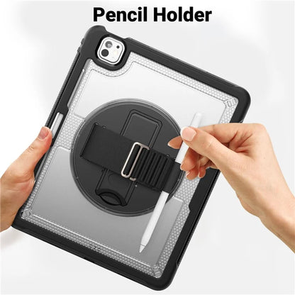 For iPad Pro 13 (2024) Case with Shoulder Strap PC+TPU Kickstand Tablet Cover