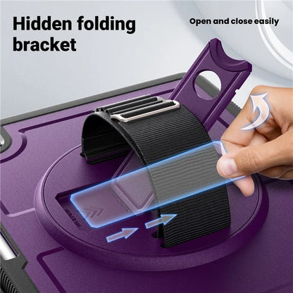 For iPad Pro 13 (2024) Case with Shoulder Strap PC+TPU Kickstand Tablet Cover