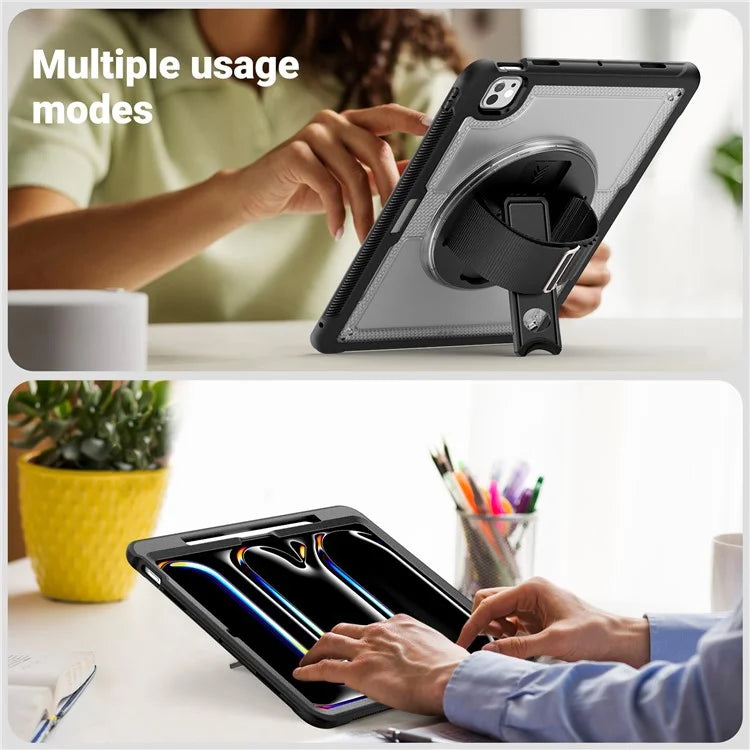 For iPad Pro 13 (2024) Case PC+TPU Tablet Cover Heat Dissipation Rotating Kickstand