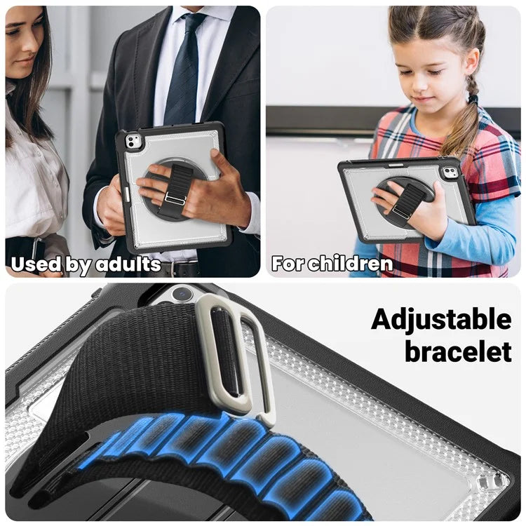For iPad Pro 13 (2024) Case PC+TPU Tablet Cover Heat Dissipation Rotating Kickstand