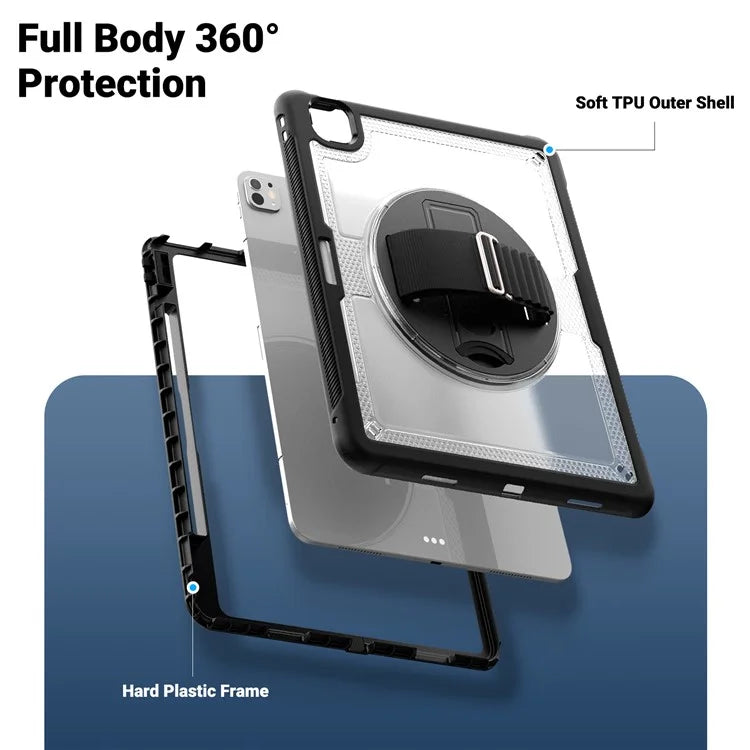 For iPad Pro 13 (2024) Case PC+TPU Tablet Cover Heat Dissipation Rotating Kickstand