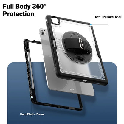 For iPad Pro 13 (2024) Case PC+TPU Tablet Cover Heat Dissipation Rotating Kickstand