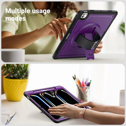 For iPad Pro 13 (2024) Case PC+TPU Tablet Cover Heat Dissipation Rotating Kickstand