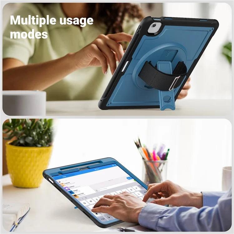 For iPad Air 13 (2024) Kickstand Case PC+TPU Tablet Cover with Shoulder Strap