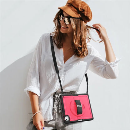 For iPad Air 13 (2024) Kickstand Case PC+TPU Tablet Cover with Shoulder Strap