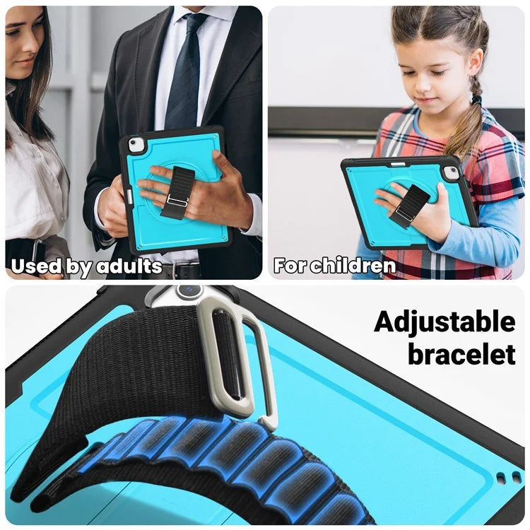 For iPad Air 13 (2024) Kickstand Case PC+TPU Tablet Cover with Shoulder Strap