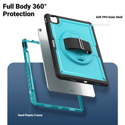 For iPad Air 13 (2024) Kickstand Case PC+TPU Tablet Cover with Shoulder Strap