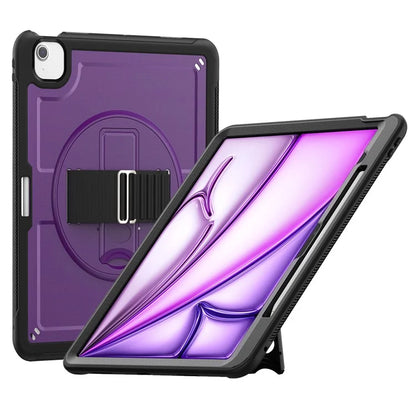 For iPad Air 13 (2024) Kickstand Case PC+TPU Tablet Cover with Shoulder Strap