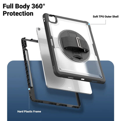 For iPad Air 13 (2024) Kickstand Case PC+TPU Tablet Cover with Shoulder Strap