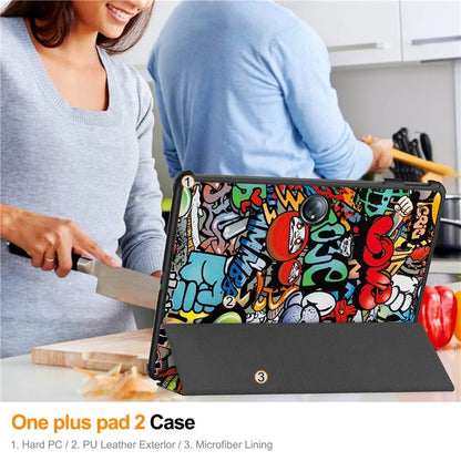 For OnePlus Pad 2 Stand Case Pattern Print Leather Tablet Cover