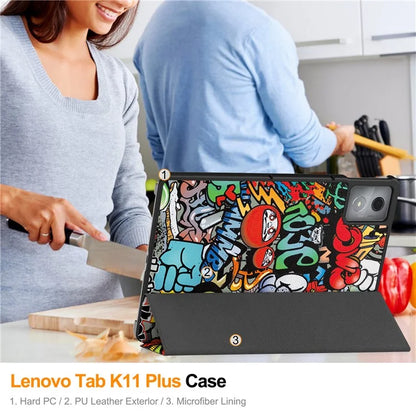 For Lenovo Tab K11 Plus Case Pattern Print Leather Tablet Cover with Stand