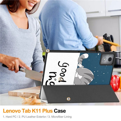 For Lenovo Tab K11 Plus Case Pattern Print Leather Tablet Cover with Stand