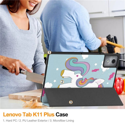 For Lenovo Tab K11 Plus Case Pattern Print Leather Tablet Cover with Stand