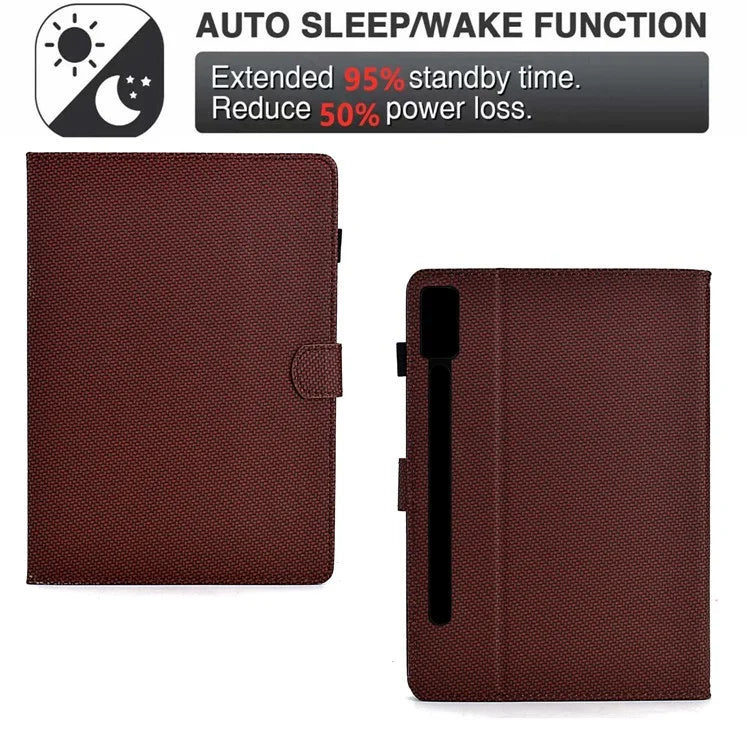 For Lenovo Tab P12 Leather Case Carbon Fiber Texture Tablet Cover Stand View