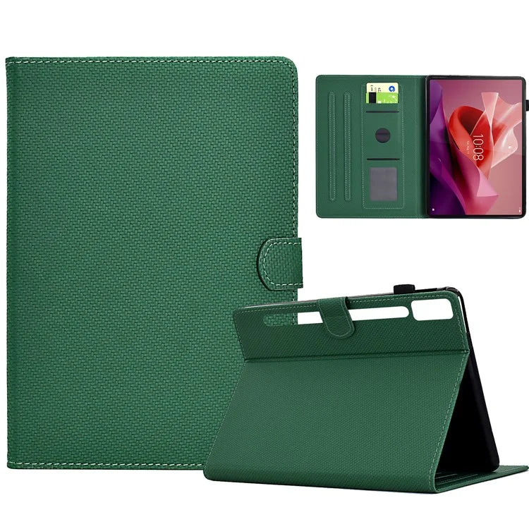 For Lenovo Tab P12 Leather Case Carbon Fiber Texture Tablet Cover Stand View