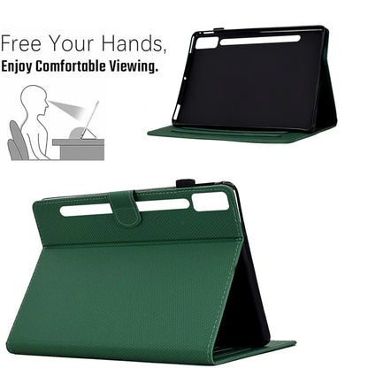 For Lenovo Tab P12 Leather Case Carbon Fiber Texture Tablet Cover Stand View
