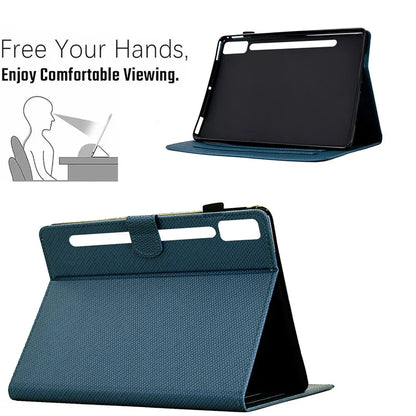 For Lenovo Tab P12 Leather Case Carbon Fiber Texture Tablet Cover Stand View