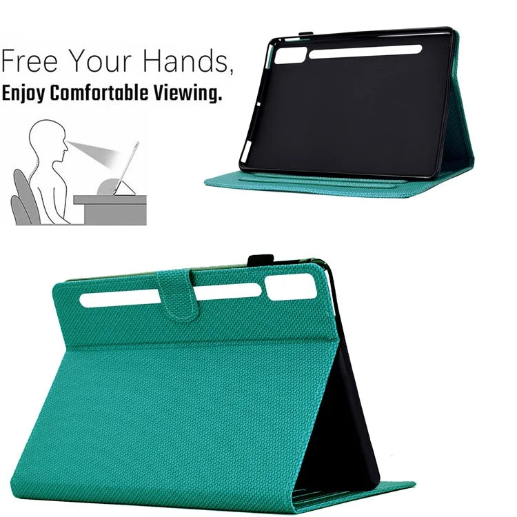For Lenovo Tab P12 Leather Case Carbon Fiber Texture Tablet Cover Stand View