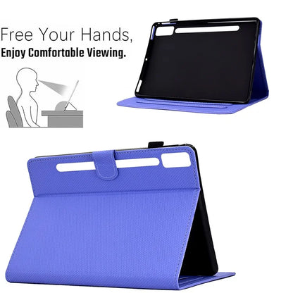 For Lenovo Tab P12 Leather Case Carbon Fiber Texture Tablet Cover Stand View