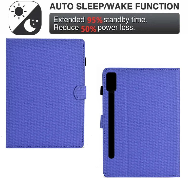 For Lenovo Tab P12 Leather Case Carbon Fiber Texture Tablet Cover Stand View