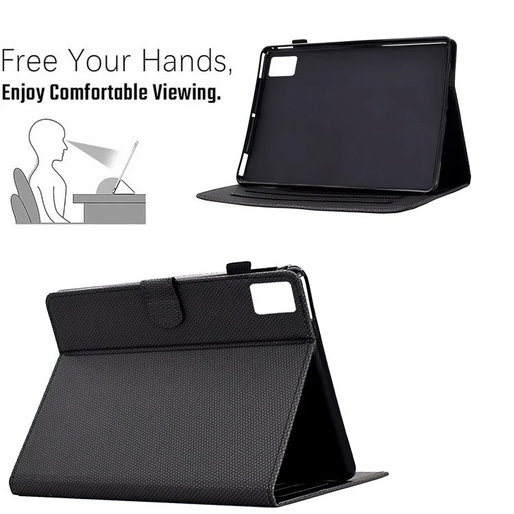 For Xiaomi Redmi Pad SE Case Carbon Fiber Texture PU Leather Cover Stand View