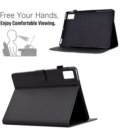 For Xiaomi Redmi Pad SE Case Carbon Fiber Texture PU Leather Cover Stand View