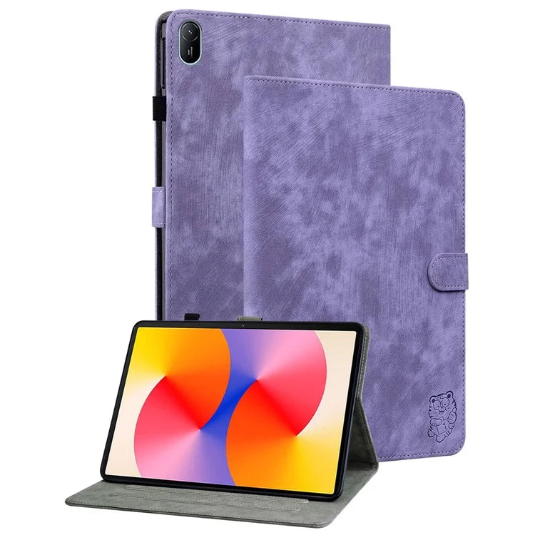 For Huawei MatePad SE 11 Tablet Cases Tiger Imprint Anti-Slip Protective PU Leather Cover