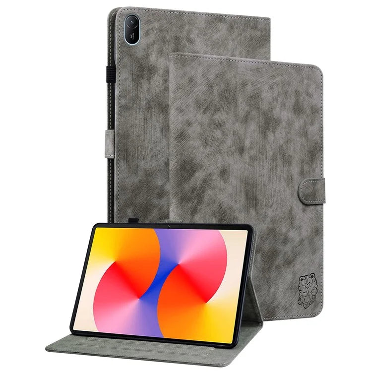 For Huawei MatePad SE 11 Tablet Cases Tiger Imprint Anti-Slip Protective PU Leather Cover