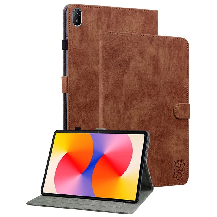 For Huawei MatePad SE 11 Tablet Cases Tiger Imprint Anti-Slip Protective PU Leather Cover