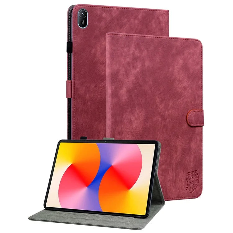 For Huawei MatePad SE 11 Tablet Cases Tiger Imprint Anti-Slip Protective PU Leather Cover