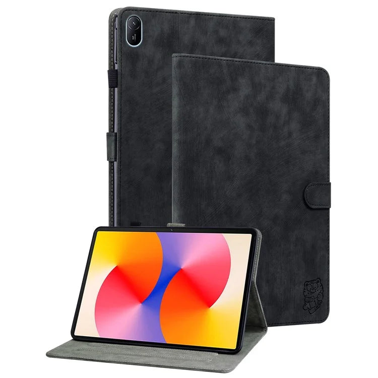 For Huawei MatePad SE 11 Tablet Cases Tiger Imprint Anti-Slip Protective PU Leather Cover